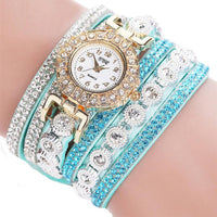 Relogio masculino Women Quartz Women PU Leather Rhinestone Watch Bracelet Watches
