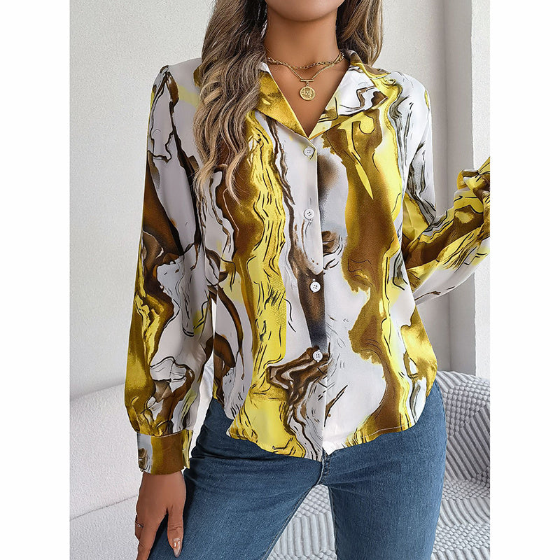 Fashion Button Down Shirts V Neck Long Sleeve