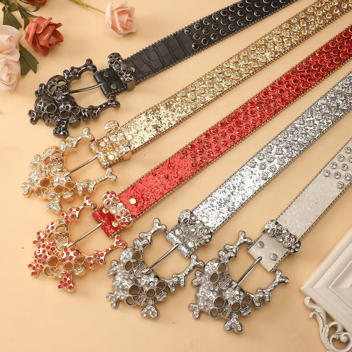 Skull Rhinestone Belt Inlaid With Diamond Personality