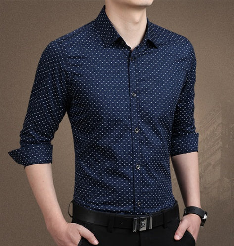 Slim-Fit Polka Dot Dress Shirt