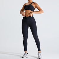 One-Shoulder Yoga Set with High-Waist Leggings