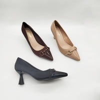 Exquisite Leather Belt-buckle Peep-toe Stiletto Pumps