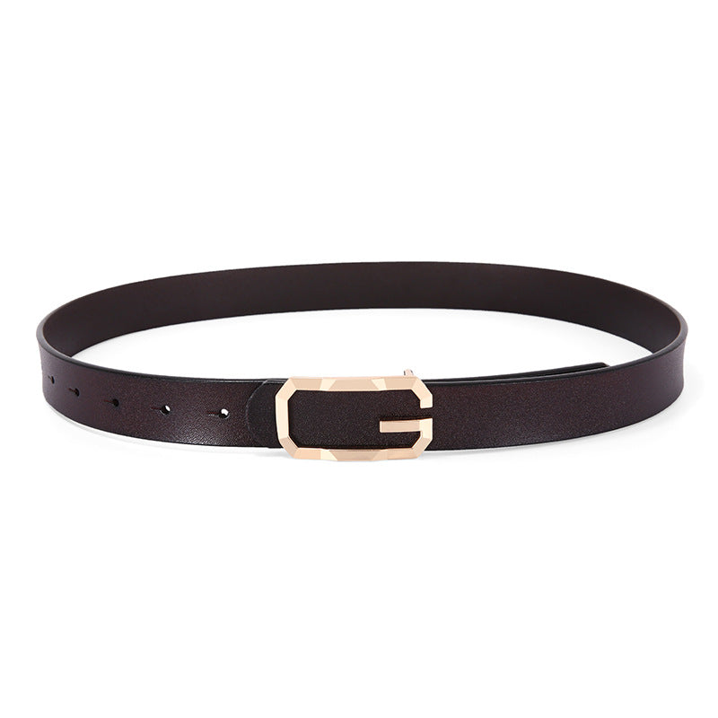 Belt Genuine Leather Simple Smooth Buckle