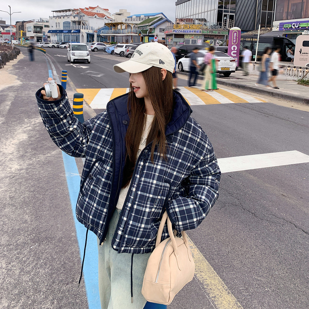 Quilted Plaid Puffer Jacket