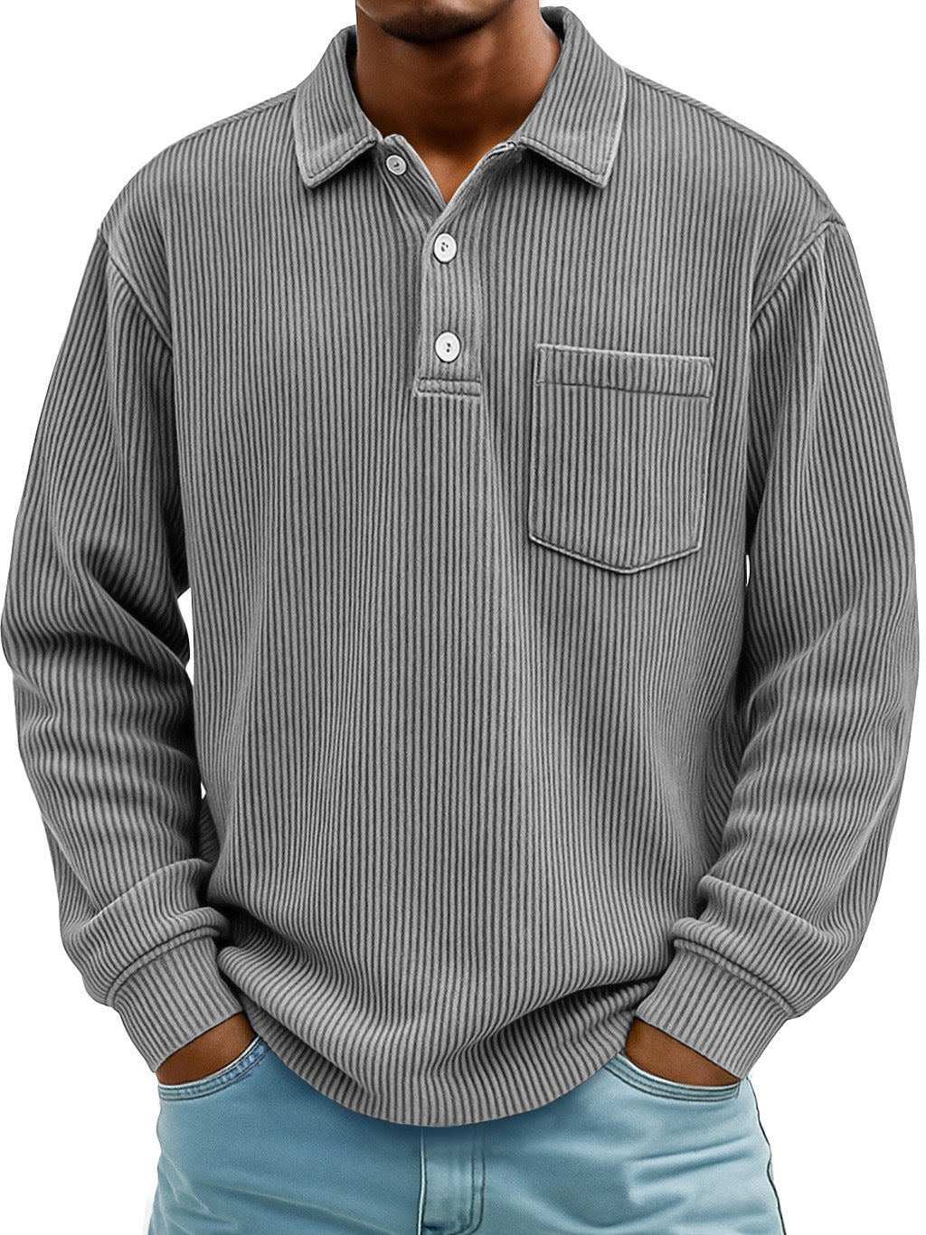 Casual Corduroy-striped Top