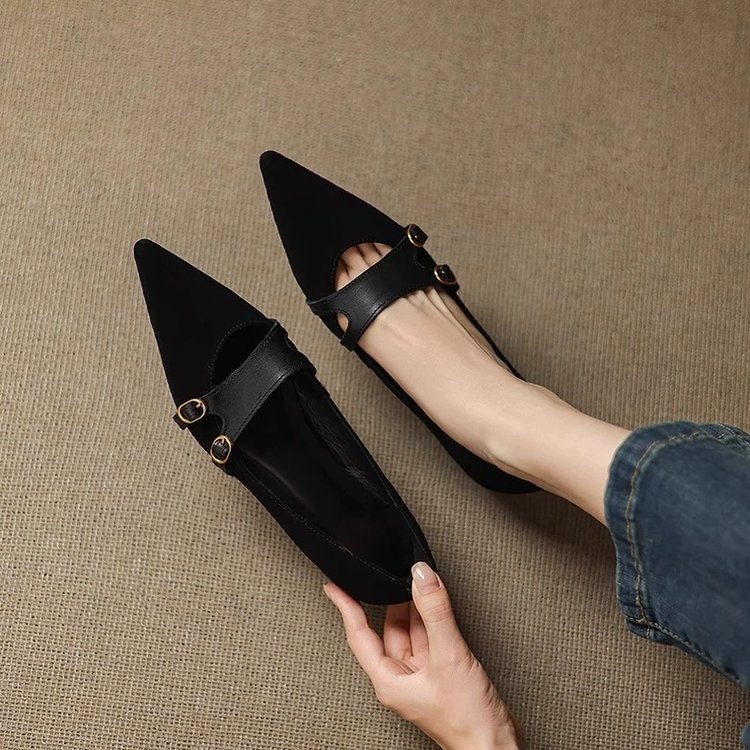 Vintage Pointed-toe Low-cut Flats