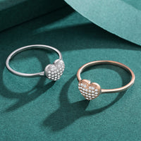 S925 Sterling Silver Diamond Inlaid Love Heart-shaped Ring Light Luxury High-end All-matching