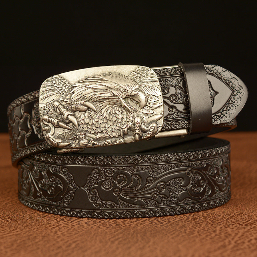 Carved Eagle Automatic Buckle Belt