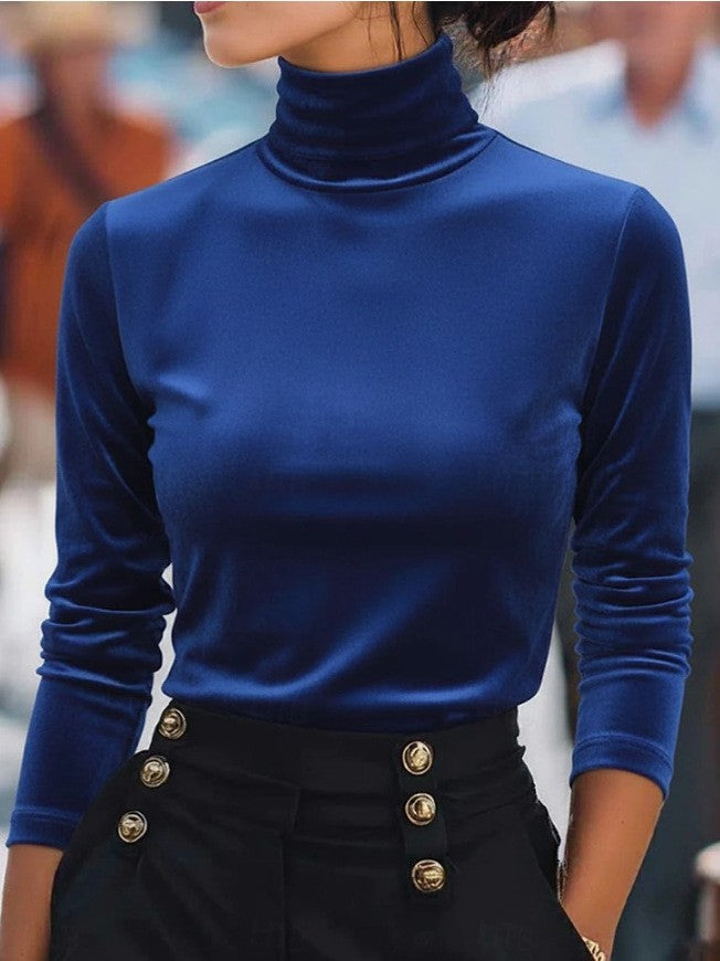Velvet Turtleneck Base Layer Top