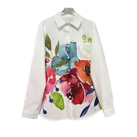 Ink-Wash Floral Print Shirt