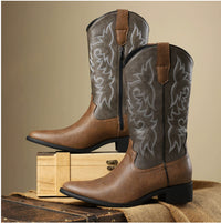 Embroidery Retro High Leg Boot