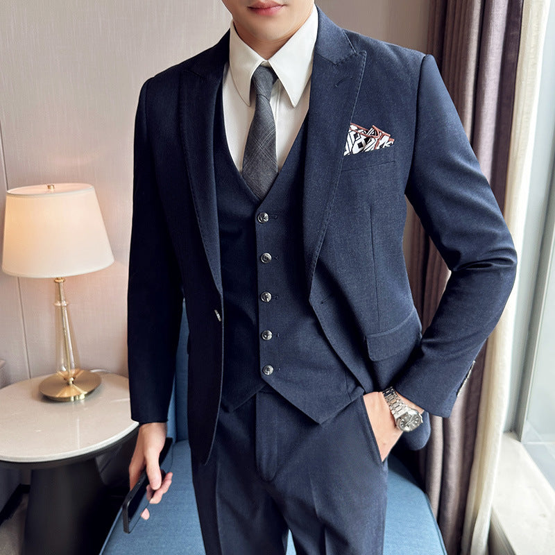 Business Formal Striped Three-piece Suit