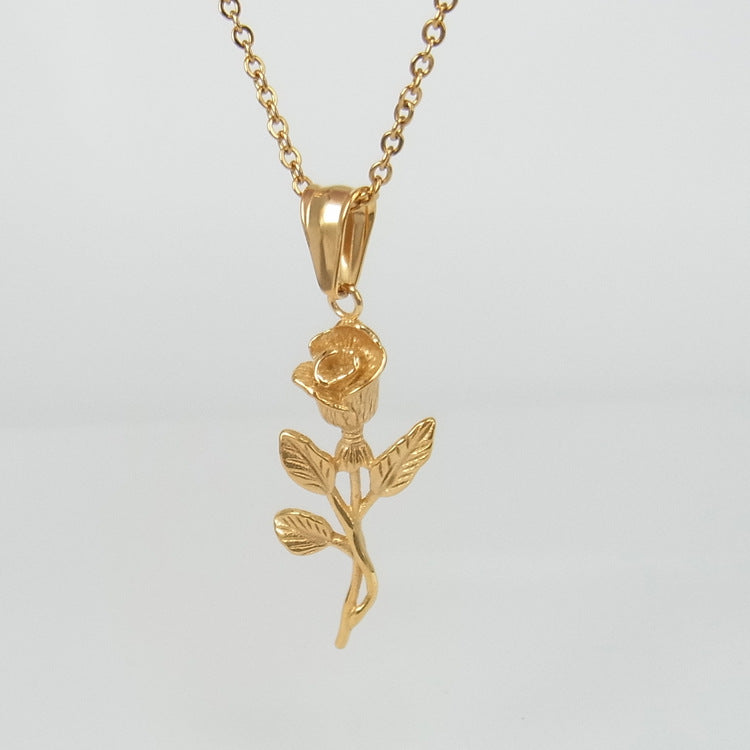 Stainless Steel Gold Roses Necklace