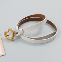 Gold Peach Heart Shape Buckle Leather Belt