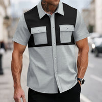 Waffle-Weave Lapel Casual Short-Sleeve