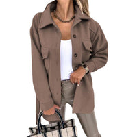 Solid-color Lapel Wool Coat
