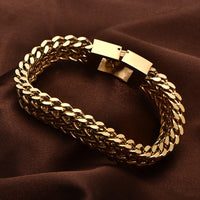 Stainless steel jewelry & gold double-layer bracelet