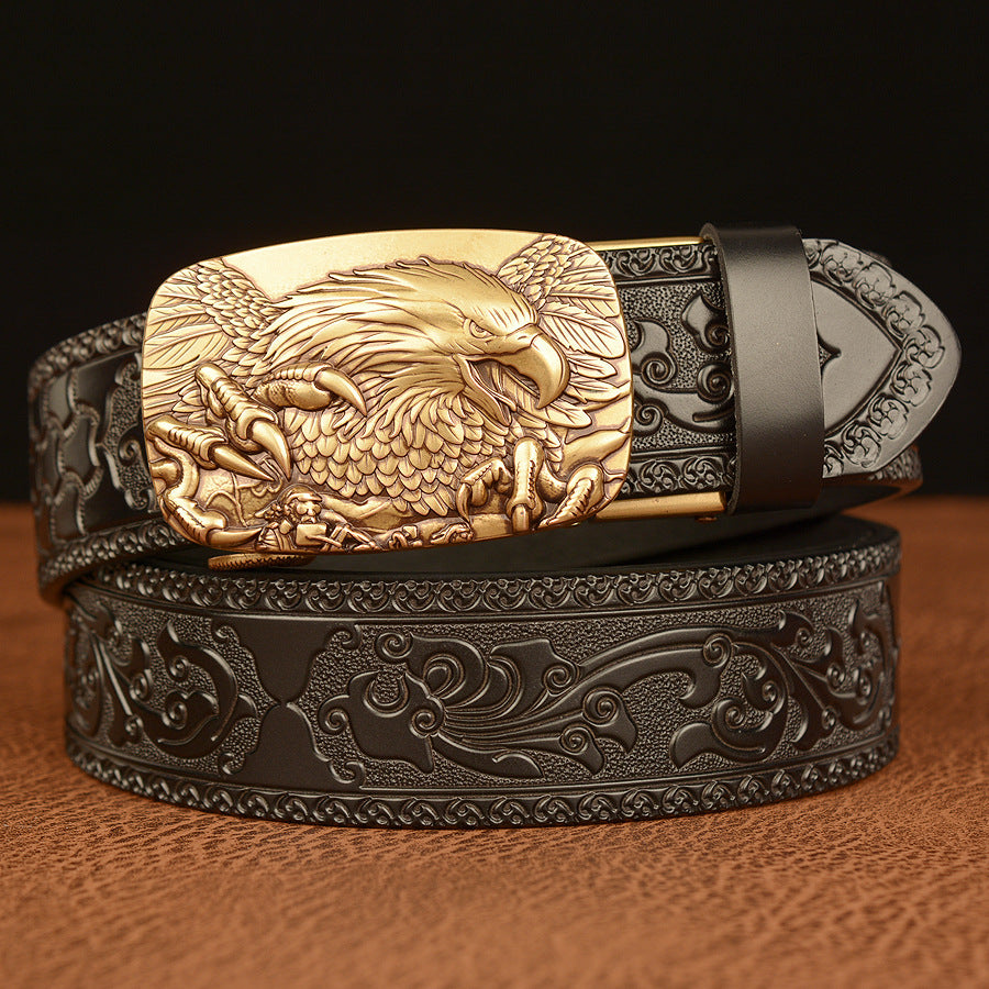 Carved Eagle Automatic Buckle Belt
