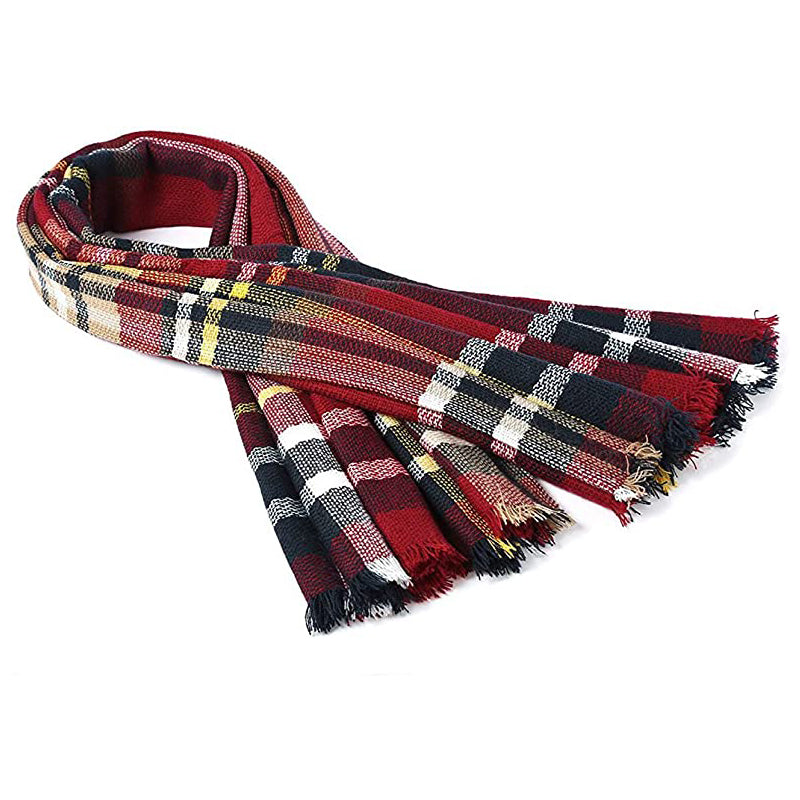 59 X 59in Red Black Women Fall Winter Scarf Plaid Tassel Soft Warm Blanket Scarves Womens Shawl Wraps