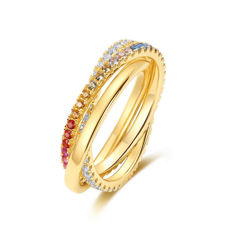 Cross Border Affordable Luxury Three-layer Interlaced Ring