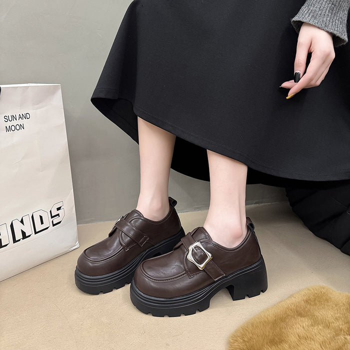 Thick-soled Height-increasing Leather Shoes