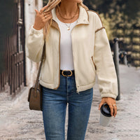Contrast-Trim Cardigan Jacket
