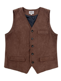Corduroy Vest With Patchwork Pockets And Outer Jacket