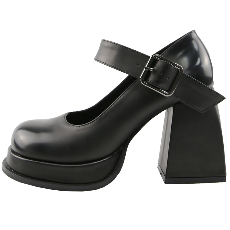 French High Heel Flat Mary Jane Shoes