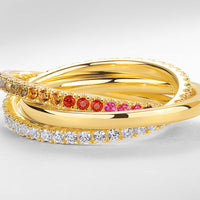 Cross Border Affordable Luxury Three-layer Interlaced Ring