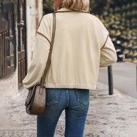 Contrast-Trim Cardigan Jacket