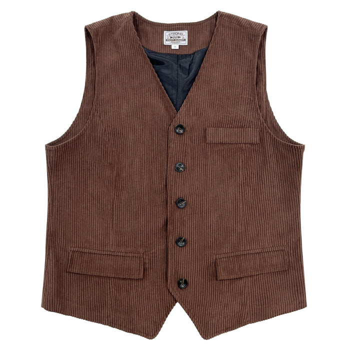 Corduroy Vest With Patchwork Pockets And Outer Jacket