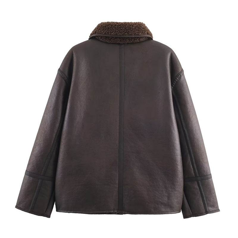 Cozy Casual Double-Sided Leather-and-Fur Coat