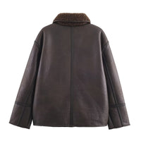 Cozy Casual Double-Sided Leather-and-Fur Coat