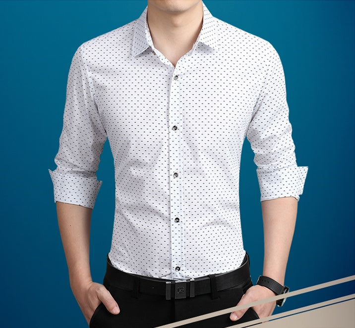 Slim-Fit Polka Dot Dress Shirt