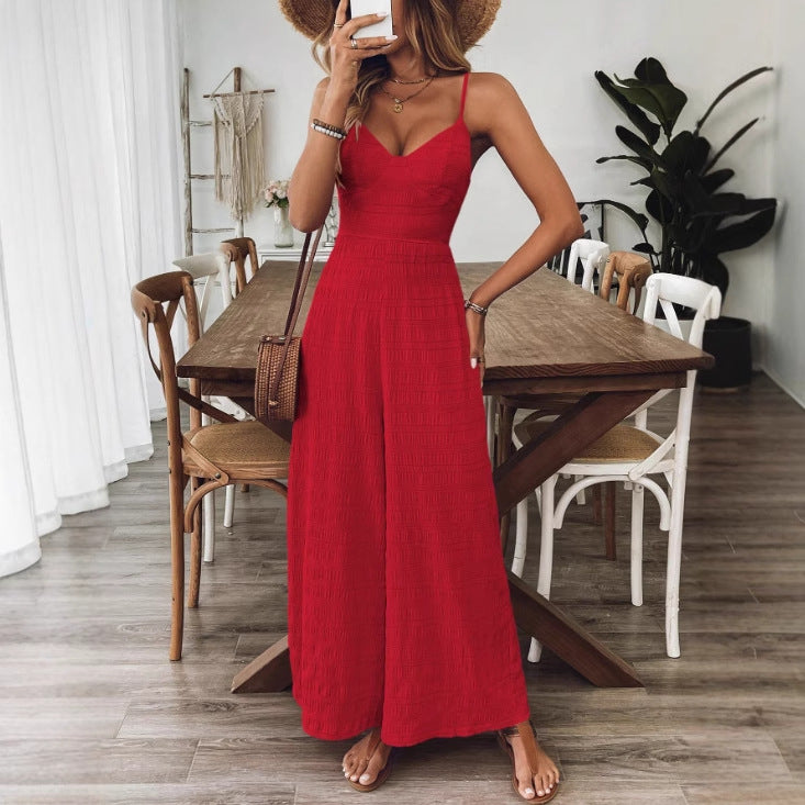 Bow Back Detail Wide-Leg Jumpsuit