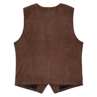 Corduroy Vest With Patchwork Pockets And Outer Jacket