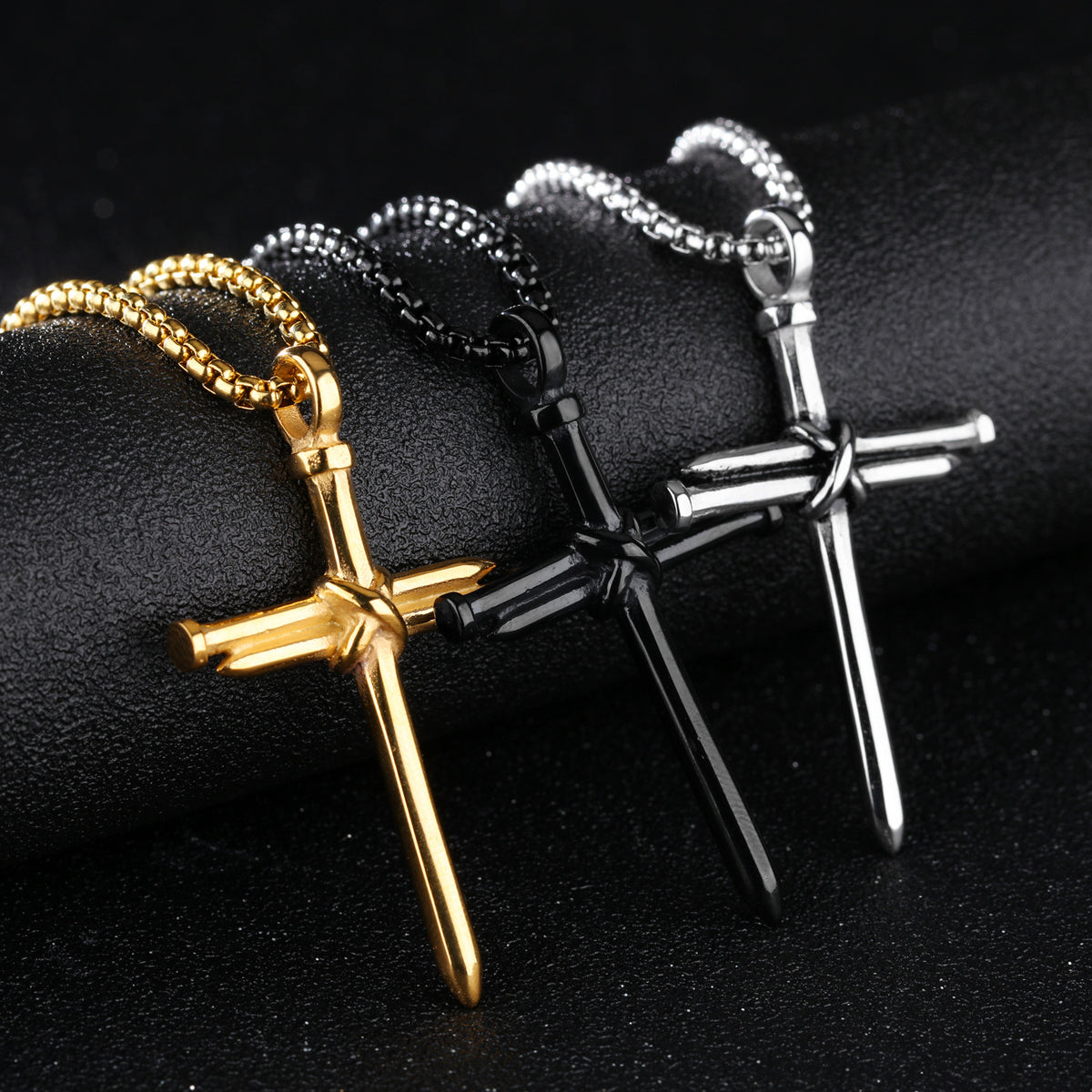 Titanium steel casting steel nails cross pendants necklace jewelry