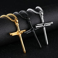 Titanium steel casting steel nails cross pendants necklace jewelry