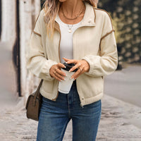 Contrast-Trim Cardigan Jacket