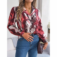 Fashion Button Down Shirts V Neck Long Sleeve
