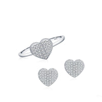 S925 Sterling Silver Diamond Inlaid Love Heart-shaped Ring Light Luxury High-end All-matching