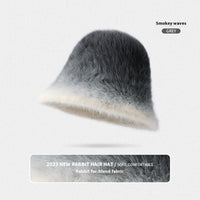 Rabbit Fur Bucket Hat Women's Fleece-lined Warm Bucket Hat
