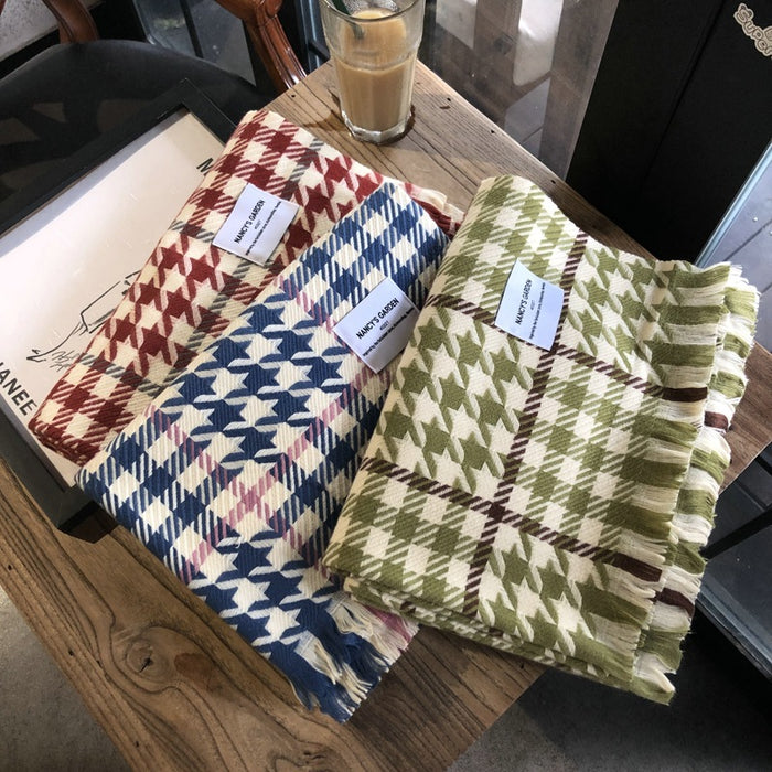 Thousand-bird Check Long Knit Scarf
