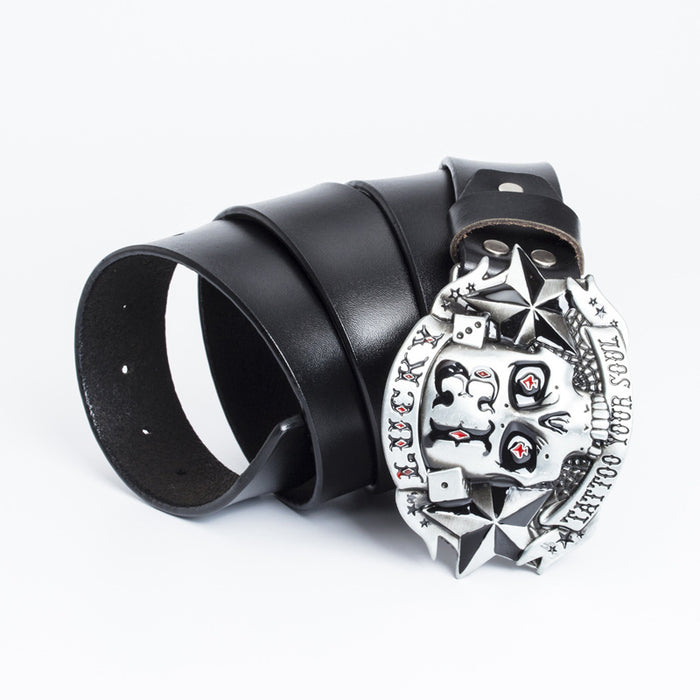 Leather Belt Skull Skateboard Buckle