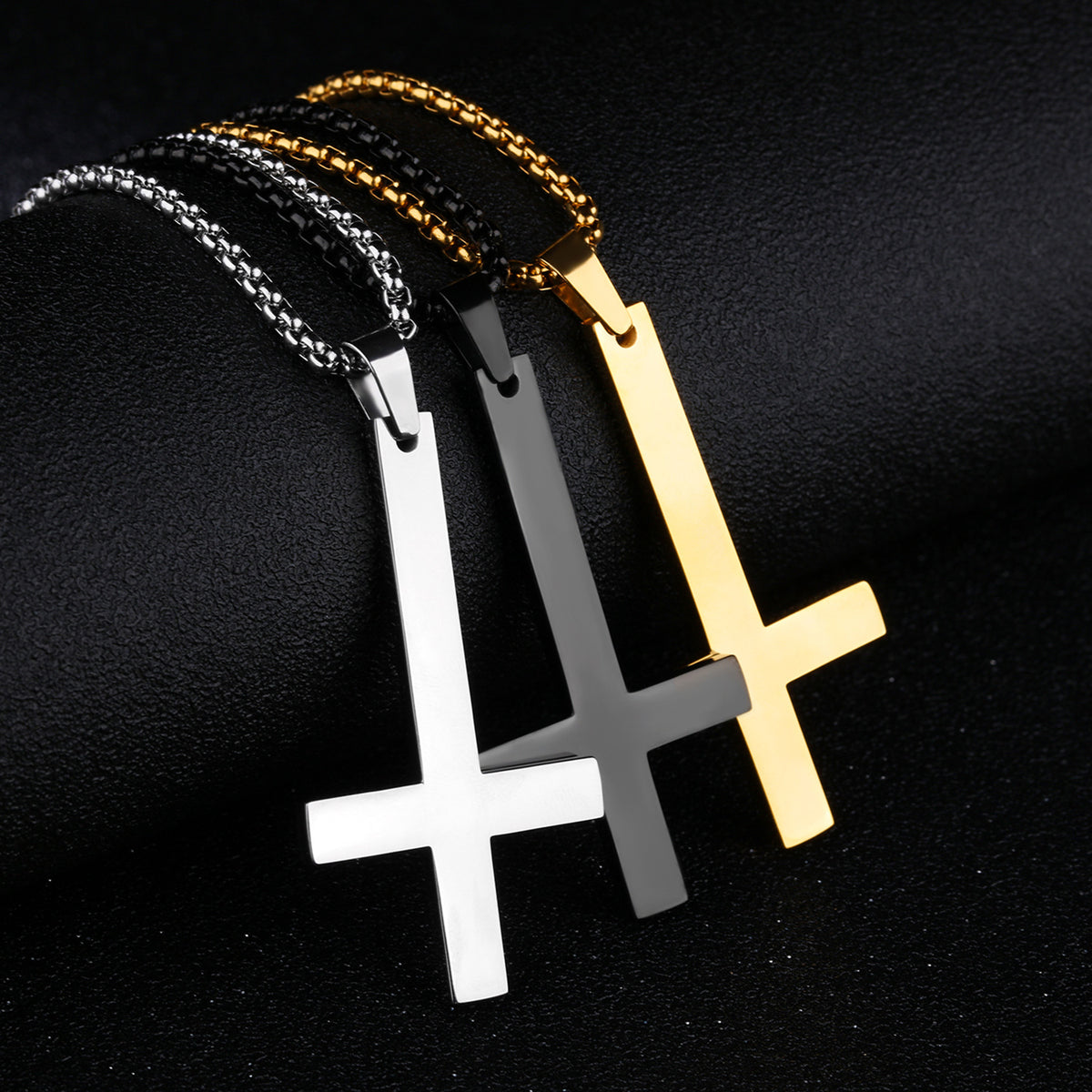 Stainless steel inverted cross necklace