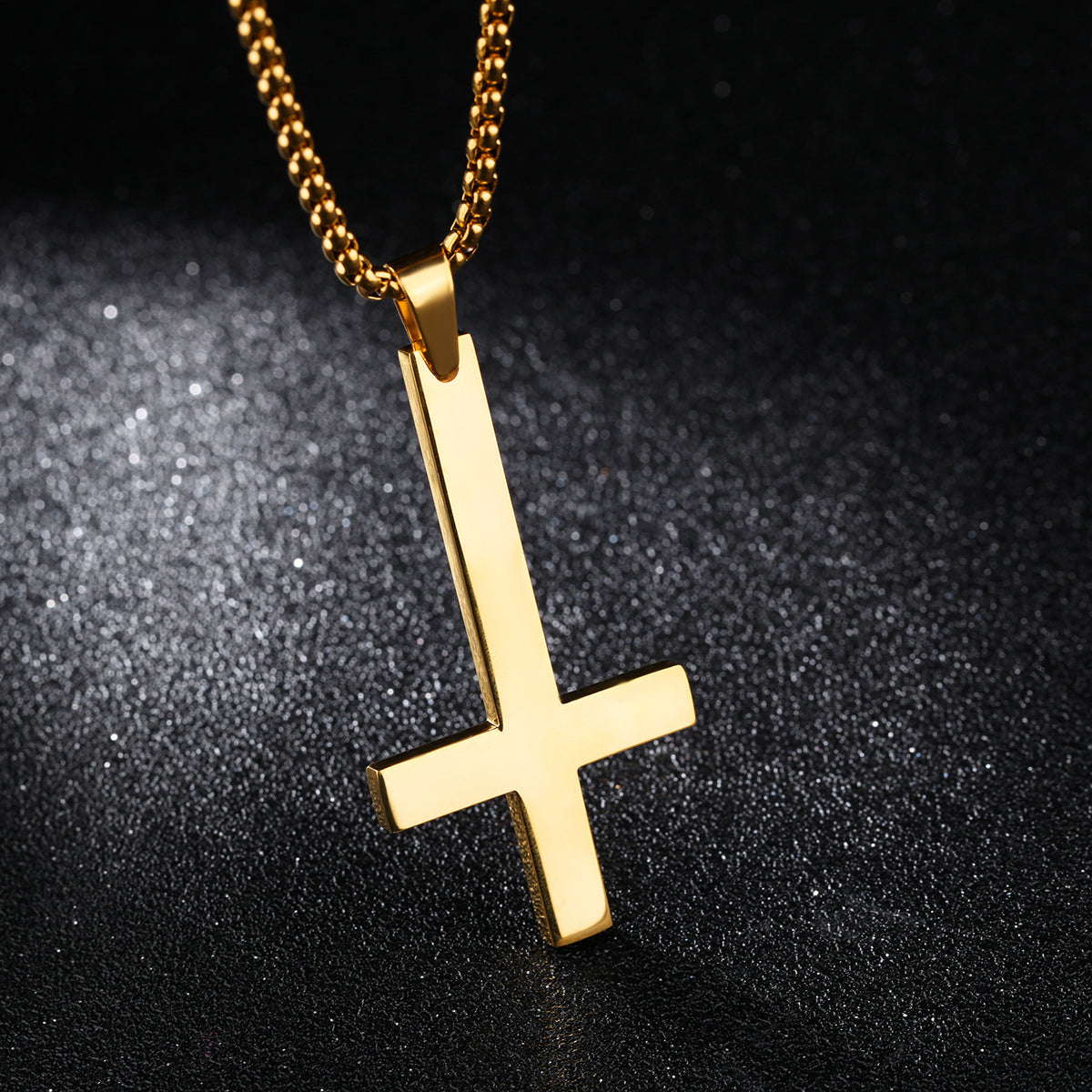 Stainless steel inverted cross necklace