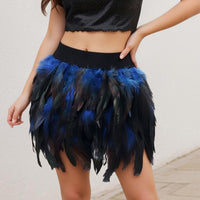 Faux Feather Asymmetrical Mini Skirt
