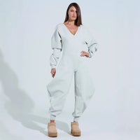 Slim-Fit V-Neck Long-Sleeve Jumpsuit