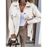 Solid-color Lapel Wool Coat