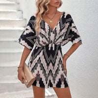 Printed V-Neck Loose-Fit Jumpsuit